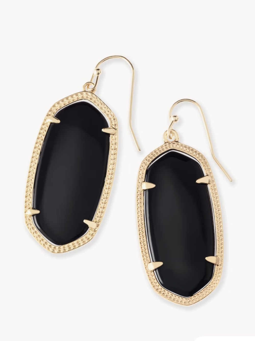 Kendra Scott Elle Gold Drop Earrings with Black Opaque Glass